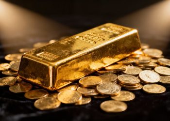 Barre d'or et pièces d'or