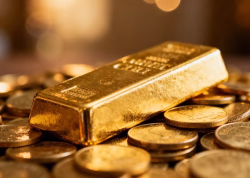 Barre d'or et pièces d'or