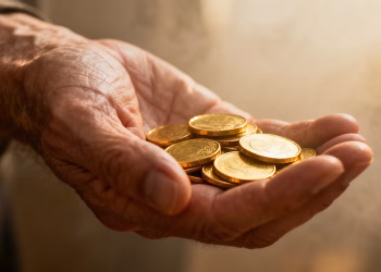 Main d'or pièces d'or investissement crise