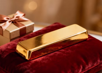 Lingot d'or comme cadeau luxueux.