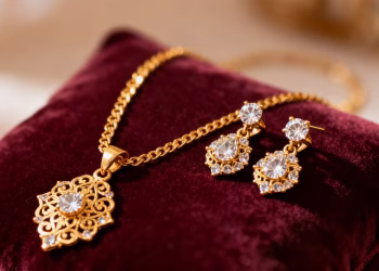 Bijoux d'investissement en or et diamants sur fond de velours.