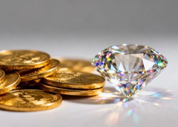 Or et diamants brillants