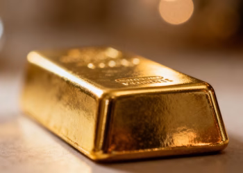 Barre d'or brillante, symbole de sécurité financière.
