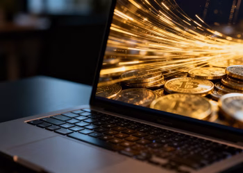 Ordinateur portable pour le trading de futures sur l'or.