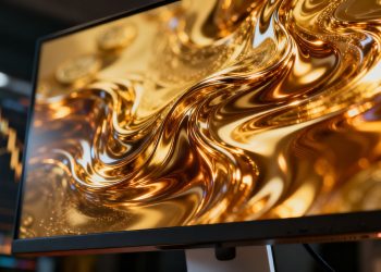 Écran de trading avec de l'or liquide abstrait.