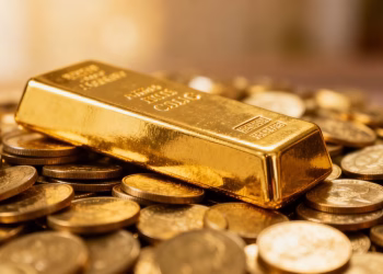 Barre d'or et pièces d'or