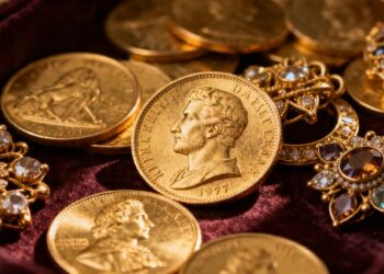 Gouden munten en verzamelsieraden in Lyon.
