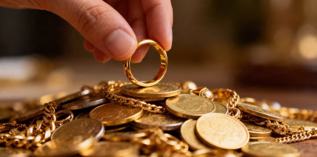 Pièce d'or et bijoux en période d'inflation.