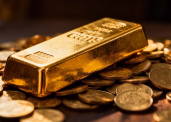 Barre d'or et pièces d'or