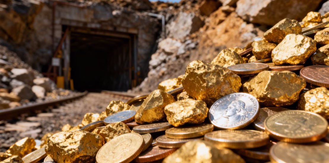 Actions Barrick Gold : lingots d'or et mine