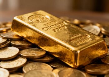 سبائك الذهب على العملات الذهبية.