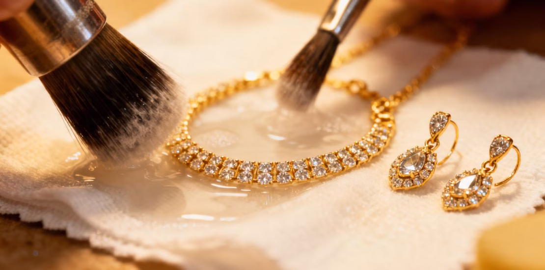 Nettoyage professionnel de bijoux en or.