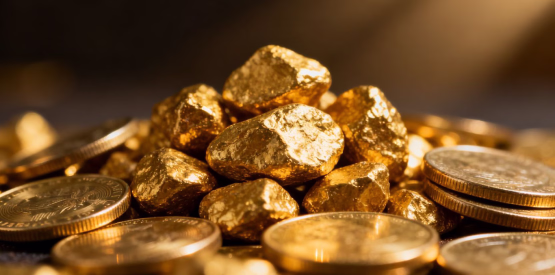 Petite quantité d'or en lingots et pièces