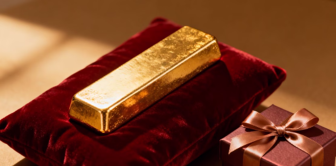 Lingot d'or comme cadeau luxueux.