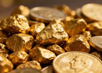 Lingots et pièces d'or brillants