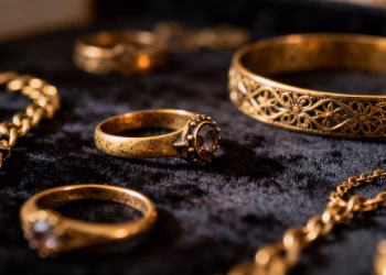 深色表面上的旧金饰