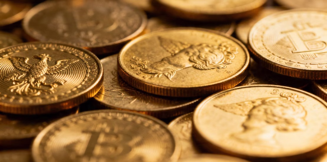 Collection de pièces d'or anciennes et brillantes