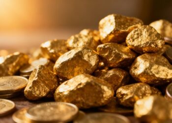 Lingots d'or et pièces d'or brillants