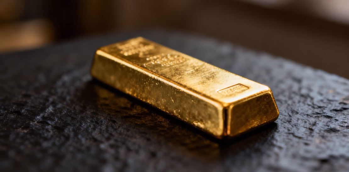 شريط ذهبي على خلفية داكنة.