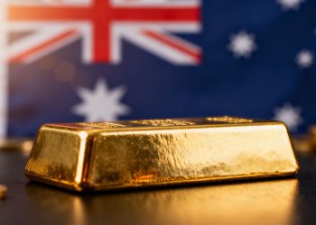 Lingot d'or et drapeau australien