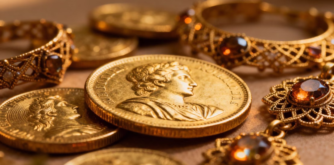 Pièces d'or et bijoux anciens à Toulouse.