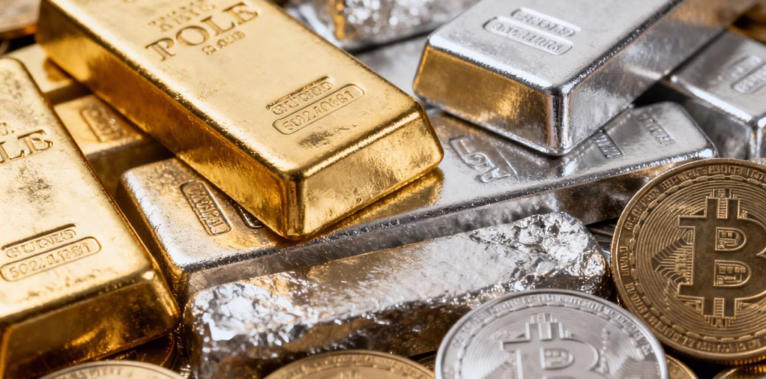Lingots et pièces d'or, argent et platine