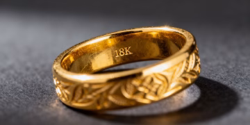 Bague en or 18 carats brillante et polie.