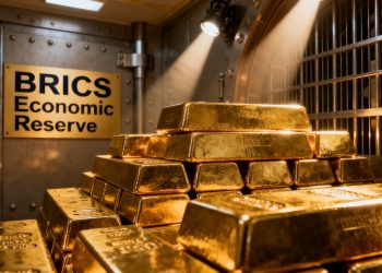 Gold bars in a safe, symbolizing the wealth of the BRICS.