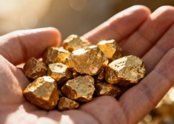 Lingots d'or dans une main, trading avec un petit capital.