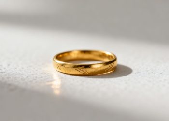 Bague en or jaune sur fond neutre