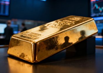 Lingot d'or avec des distorsions subtiles sur sa surface.