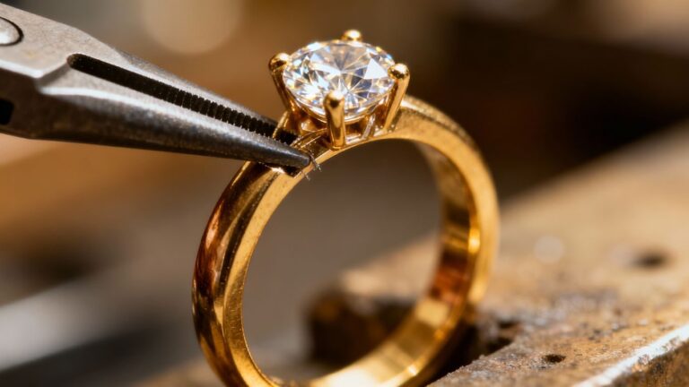 Redimensionner une bague en or avec pierres précieuses
