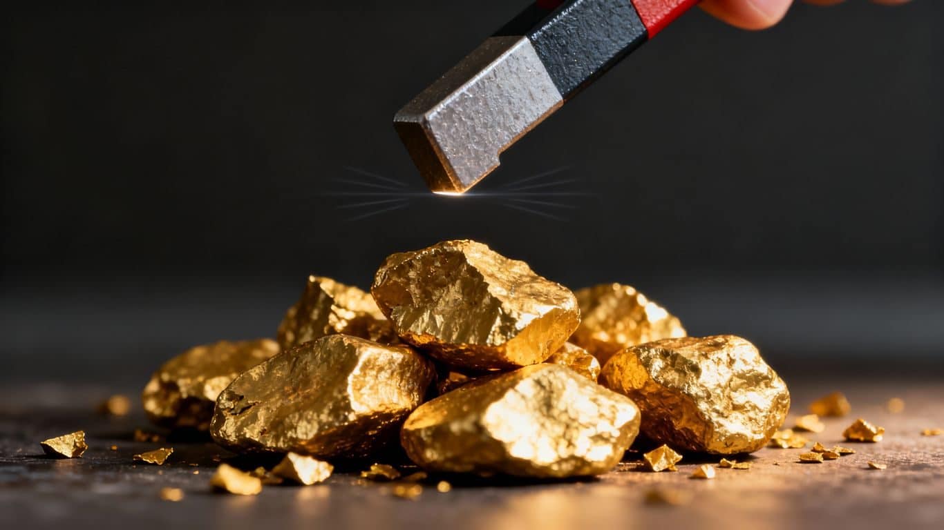 Test de l'aimant pour l'or