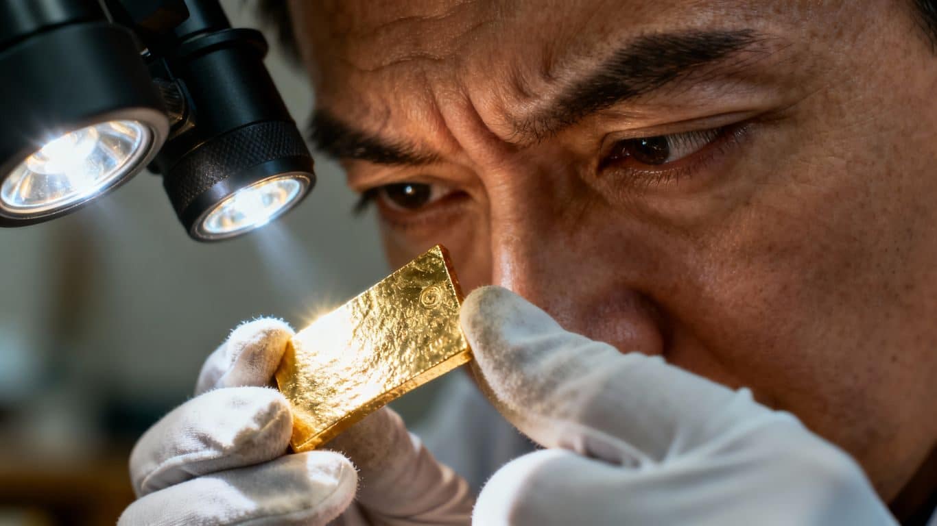 Test de pureté de l'or par les professionnels
