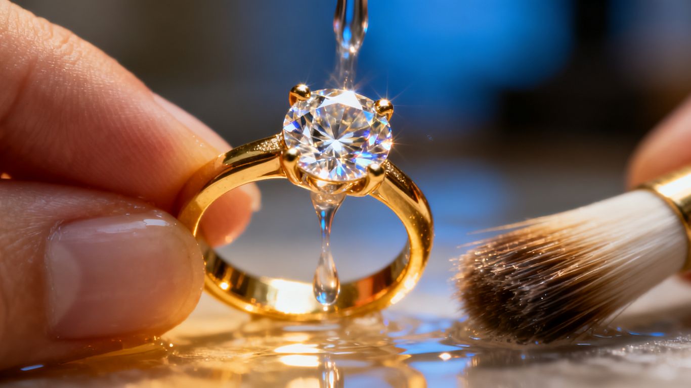 Nettoyer une bague en or et diamant