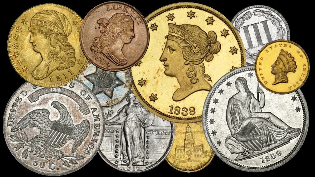 Pièces de monnaie en or et antiquités