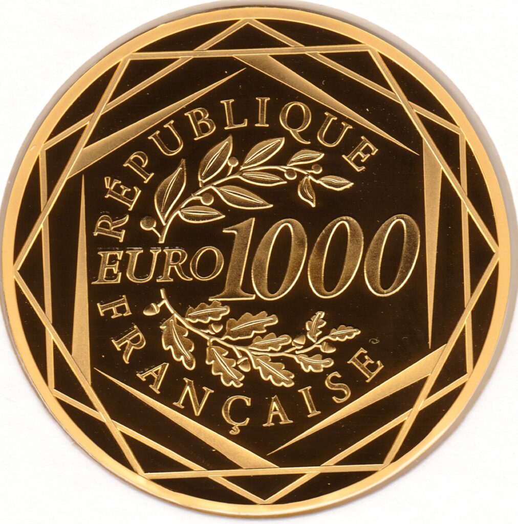 Avers 1 000 euros Coq 1er type - - — pièce en or