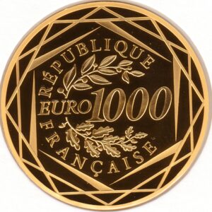 Avers 1 000 euros Coq 1er type - - — pièce en or