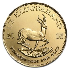 Krugerrand en Or - 15,55 g (1/2 Oz) - Afrique du Sud Face
