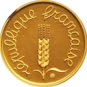 Avers 1 centime Épi Piéfort en or - 1962-1992 - France — pièce en or