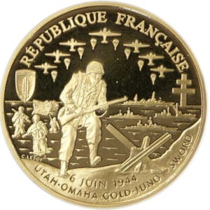 Avers 1 franc Cinquantenaire du débarquement or - - France — pièce en or