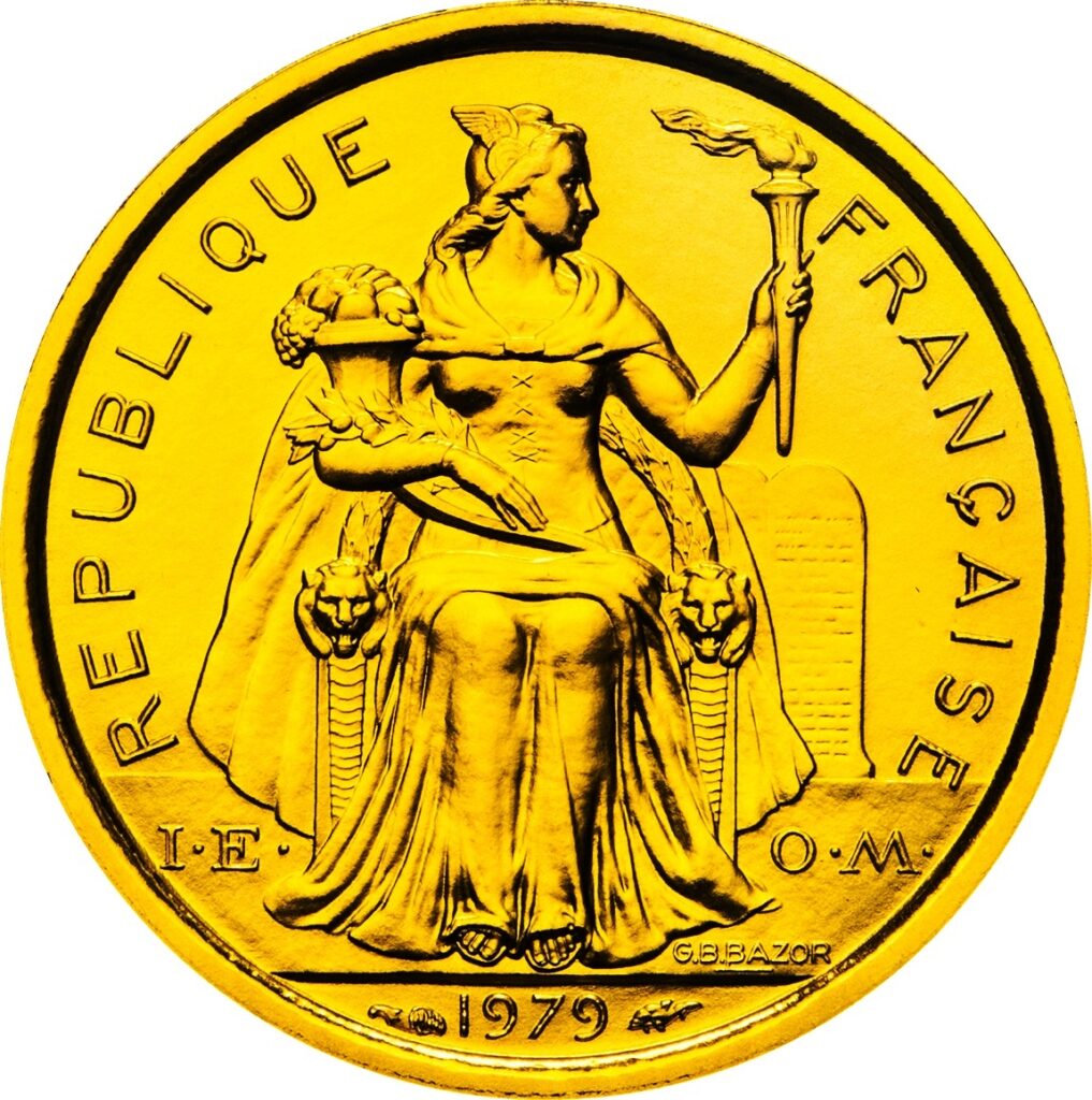 Avers 1 Franc Piedfort or - - Nouvelle-Calédonie
 (France d'outre-mer) — pièce en or