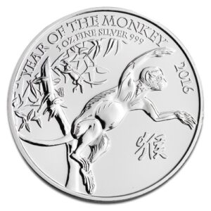 Lunaire UK Année du Singe en Argent - 31,1 g (1 Oz) - Royaume-Uni Face
