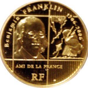 Avers 10 euros Benjamin Franklin - - — pièce en or