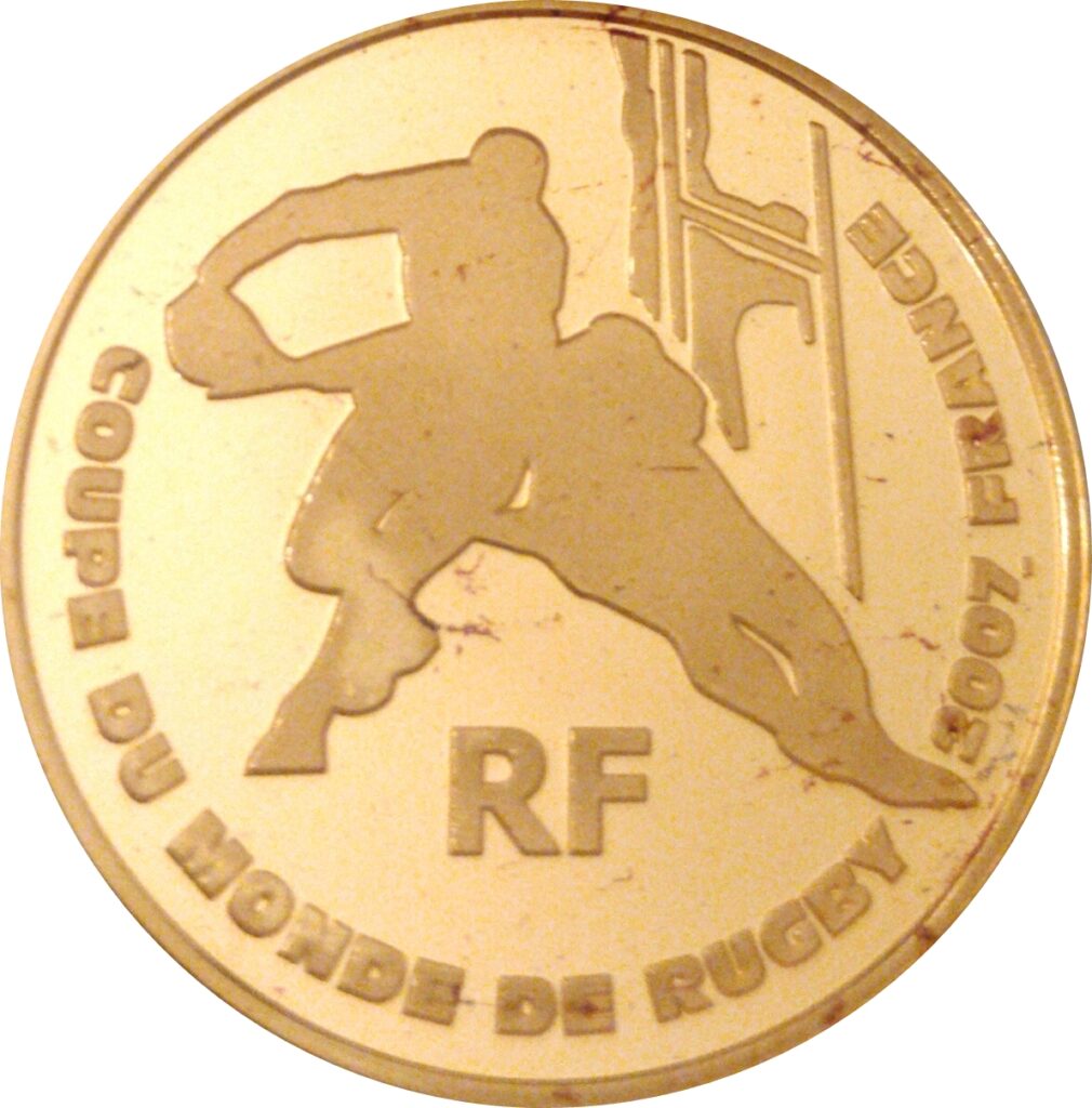 Avers 10 euros Coupe du monde de rugby 2007 - - — pièce en or