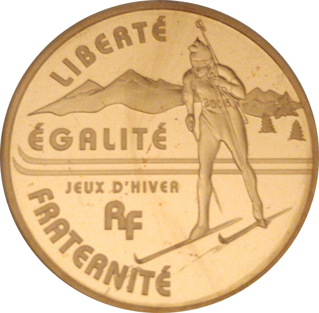 Avers 10 euros JO 2006 Biathlon - - France — pièce en or
