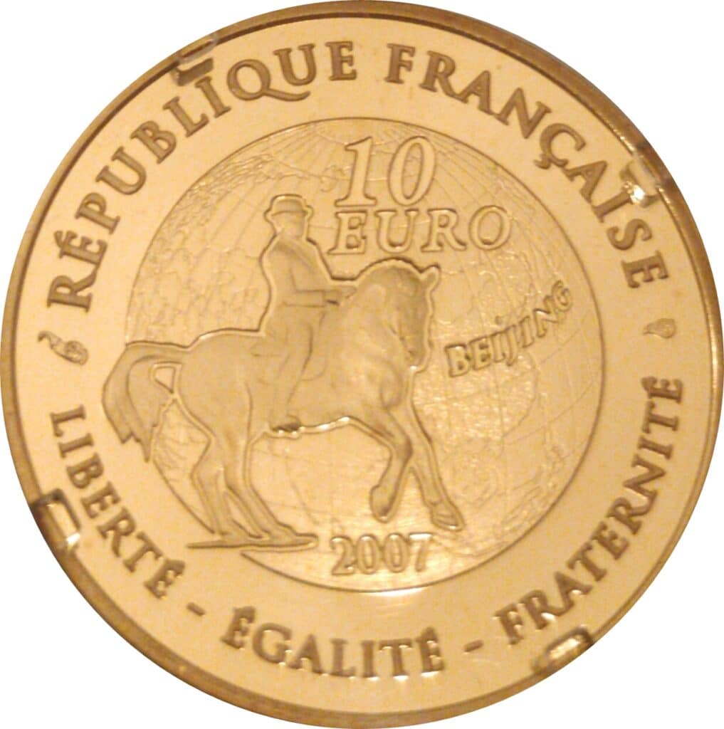 Avers 10 euros JO 2008 Équitation - - France — pièce en or