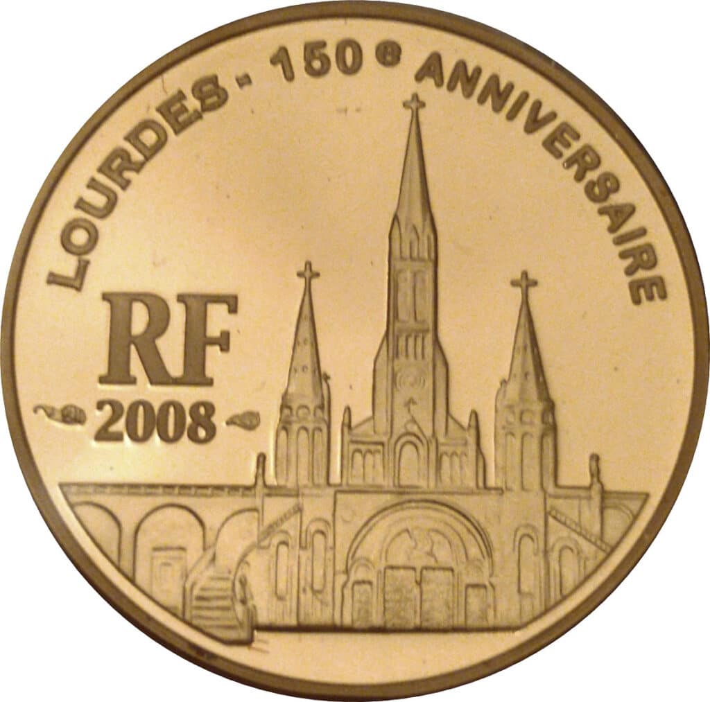 Avers 10 euros Lourdes - - — pièce en or