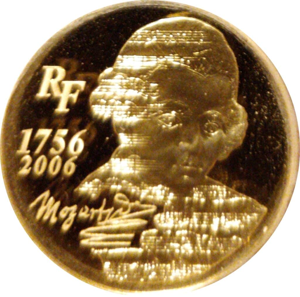 Avers 10 euros Wolfgang Amadeus Mozart - - — pièce en or