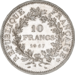 Revers de la pièce : 10 Francs Hercule - Argent - 1974 à 1980